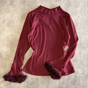 Fur Sleeve NY&C Long Sleeve Quarter Neck